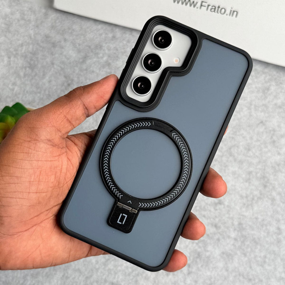 FRATO Samsung S25 Samsung Galaxy S25 Smoke Frosted Case With Metal Stand