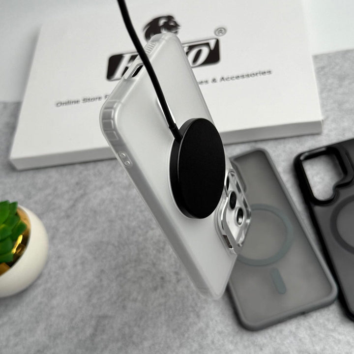 FRATO Samsung S25 Samsung Galaxy S25 Smoke MagSafe Cover With Metal Camera Bump Kick Stand