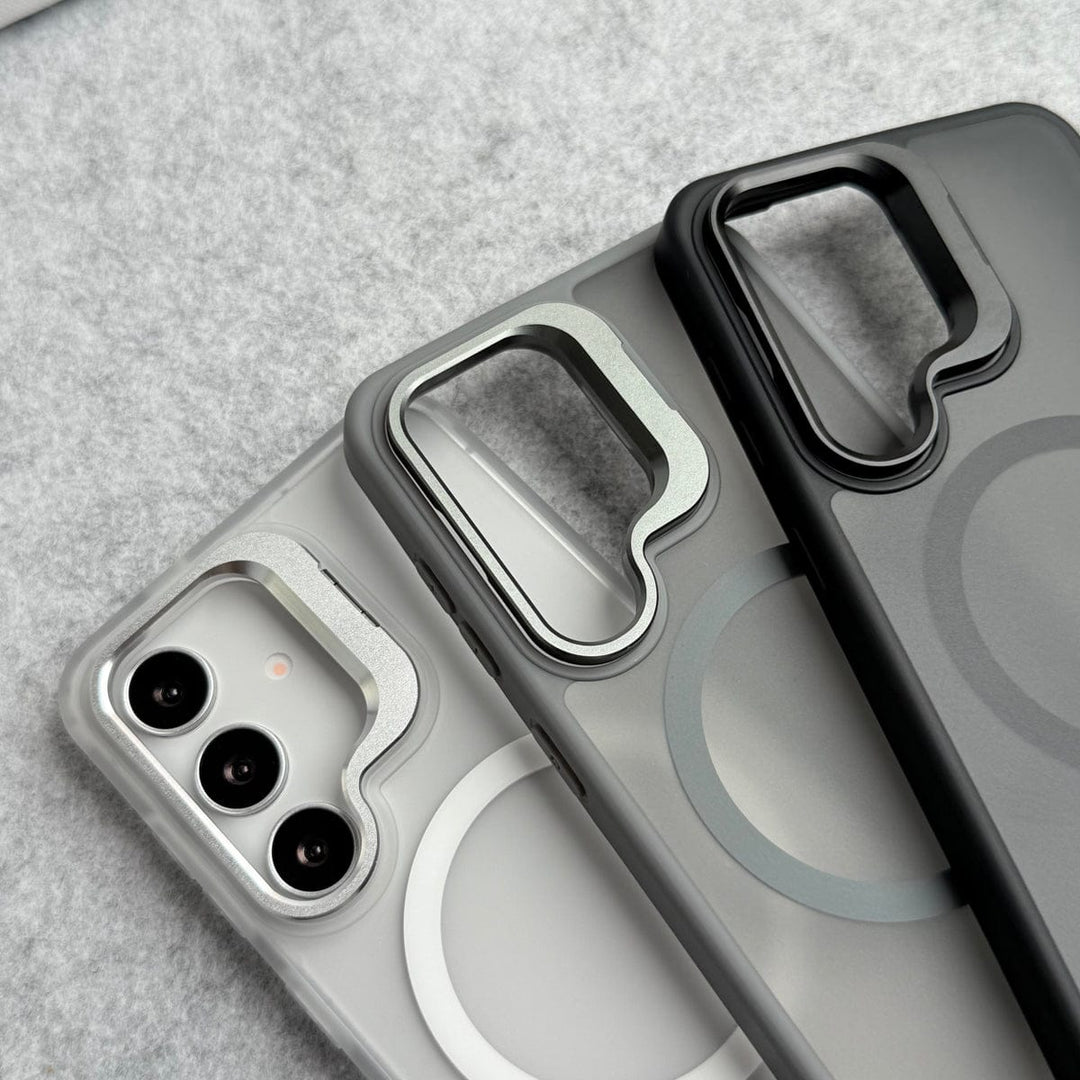 FRATO Samsung S25 Samsung Galaxy S25 Smoke MagSafe Cover With Metal Camera Bump Kick Stand