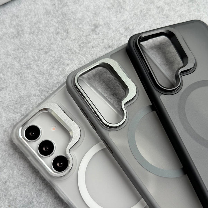 FRATO Samsung S25 Samsung Galaxy S25 Smoke MagSafe Cover With Metal Camera Bump Kick Stand