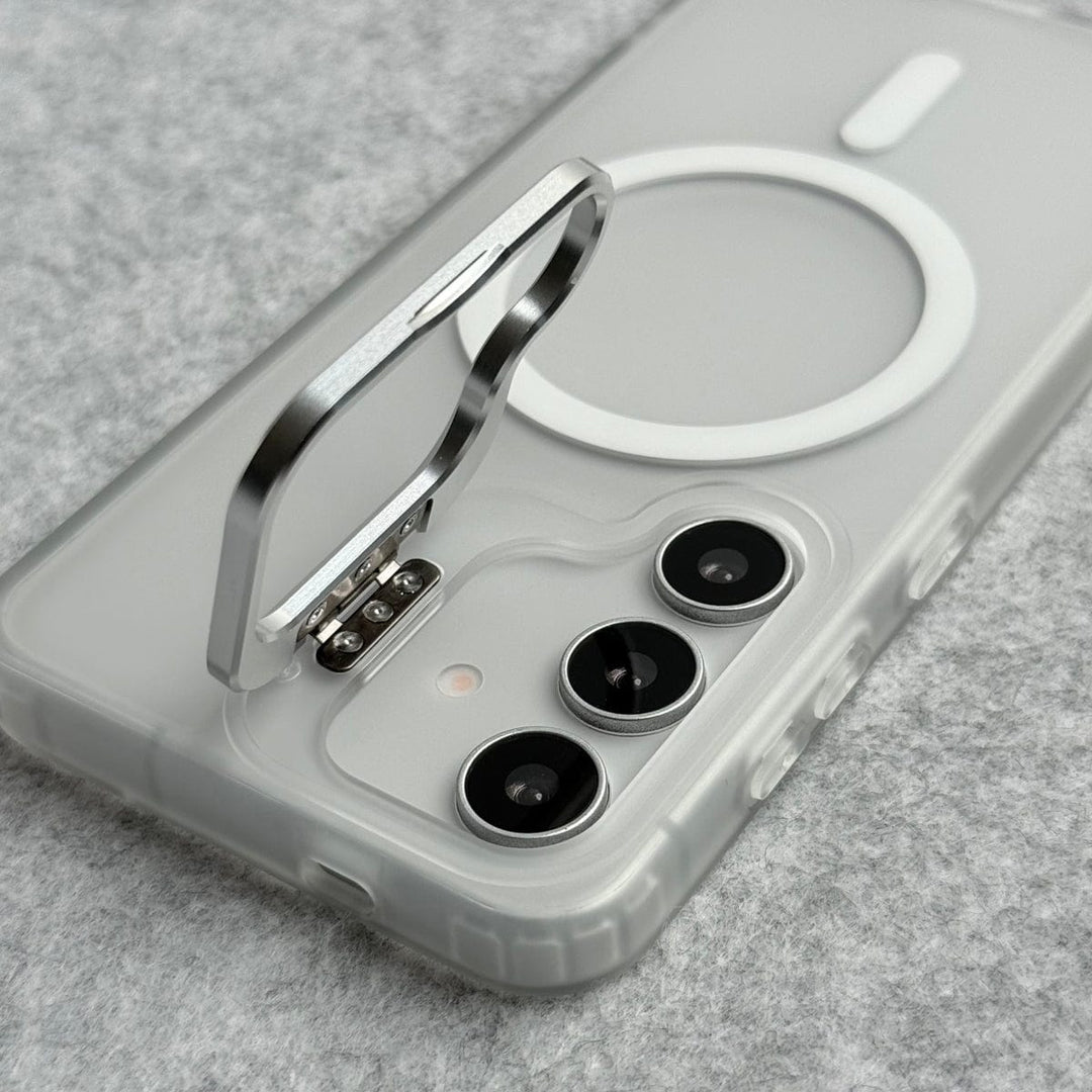 FRATO Samsung S25 Samsung Galaxy S25 Smoke MagSafe Cover With Metal Camera Bump Kick Stand
