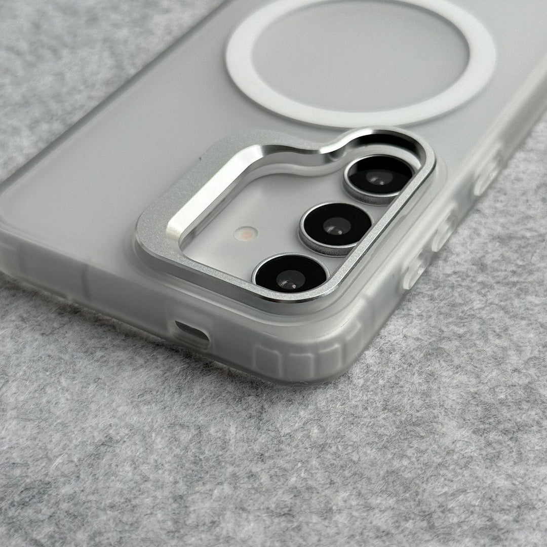 FRATO Samsung S25 Samsung Galaxy S25 Smoke MagSafe Cover With Metal Camera Bump Kick Stand