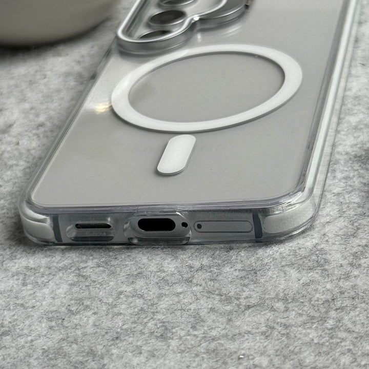FRATO Samsung S25FE Samsung Galaxy S25 FE Transparent MagSafe Cover Metal Camera Bump Kick Stand