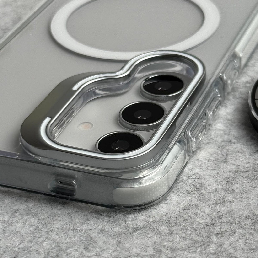 FRATO Samsung S25FE Samsung Galaxy S25 FE Transparent MagSafe Cover Metal Camera Bump Kick Stand