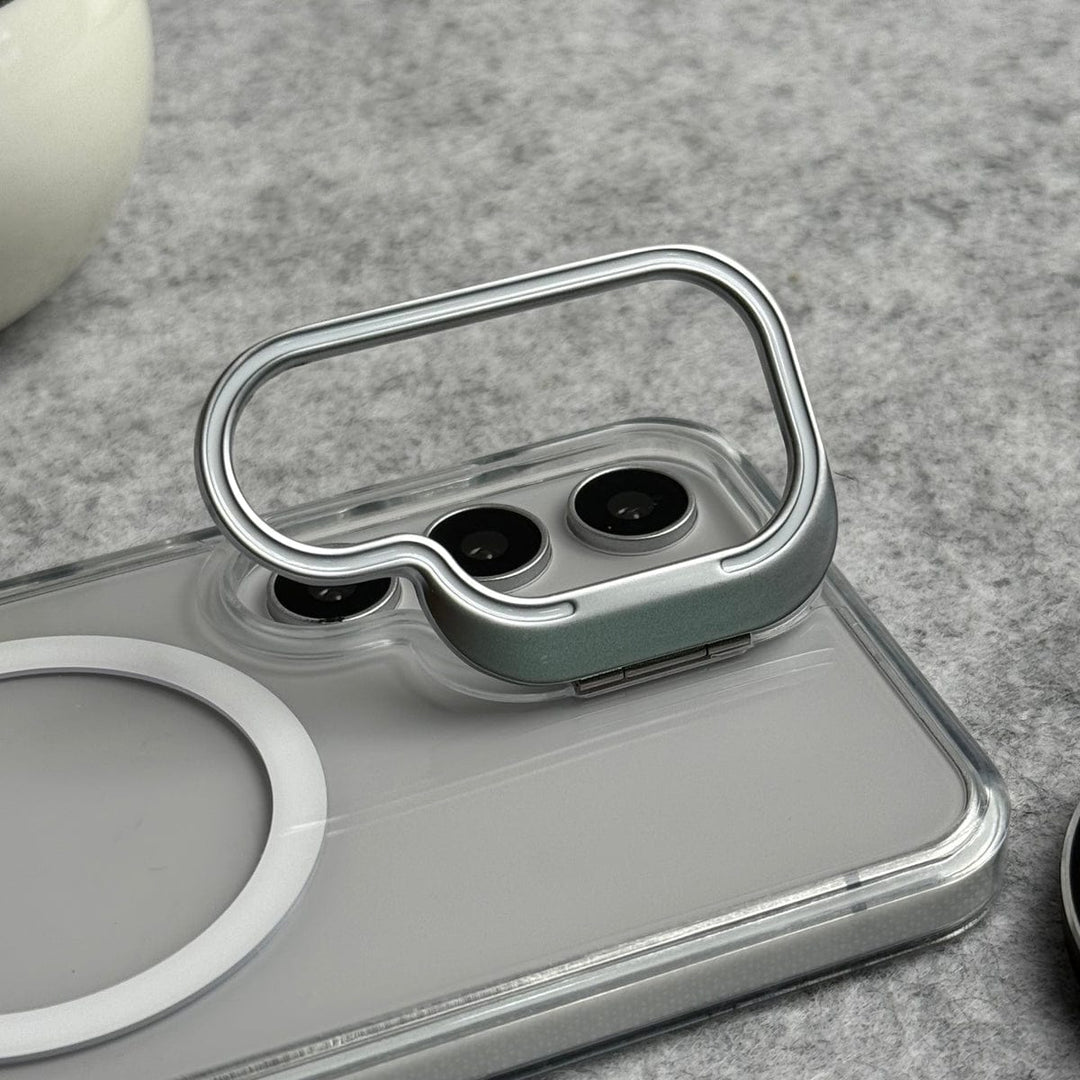 FRATO Samsung S25FE Samsung Galaxy S25 FE Transparent MagSafe Cover Metal Camera Bump Kick Stand