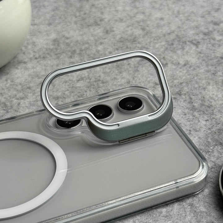 FRATO Samsung S25FE Samsung Galaxy S25 FE Transparent MagSafe Cover Metal Camera Bump Kick Stand
