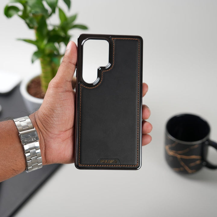 FRATO Samsung S25U Black Galaxy S25 Ultra Leather Case