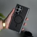 Galaxy S25 Ultra MagSafe Suitcase Design Cover | Shockproof Ribbed Back Cover