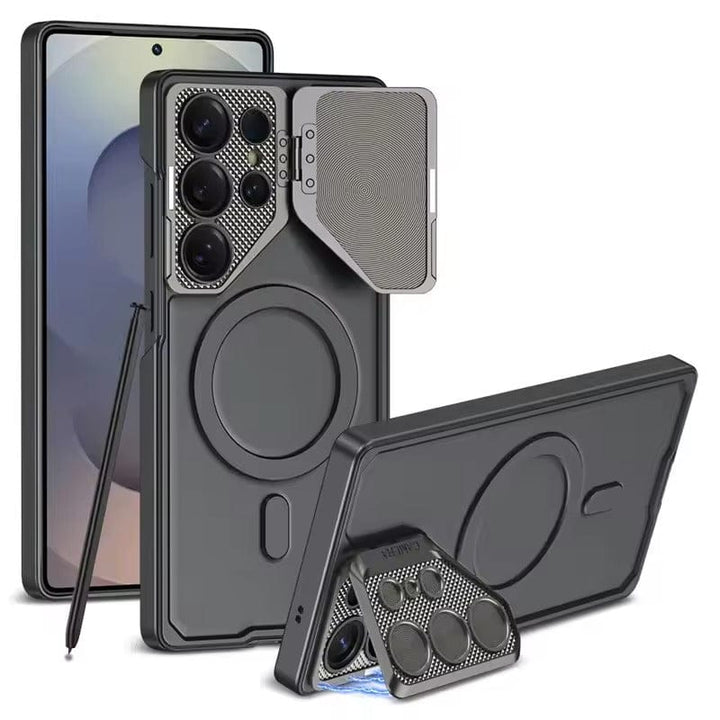 FRATO Samsung S25U Black Samsung Galaxy S25 Ultra Lens Protection Fully Metal Bracket Hard Shell Case