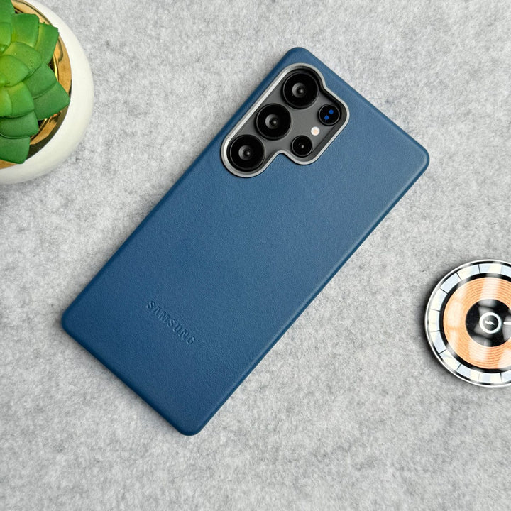 FRATO Samsung S25U Blue Samsung Galaxy S25 Ultra Premium PU Leather MagSafe Case With Aluminium Camera Bump