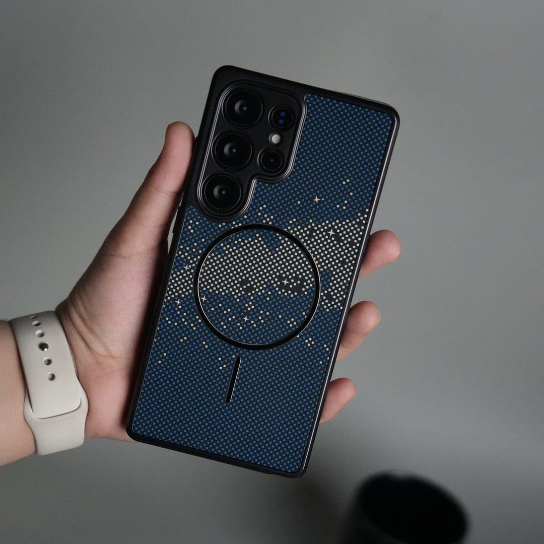 FRATO Samsung S25U Blue Star Galaxy S25 Ultra Carbon Design Mag Ring Case Slim Protective Cover