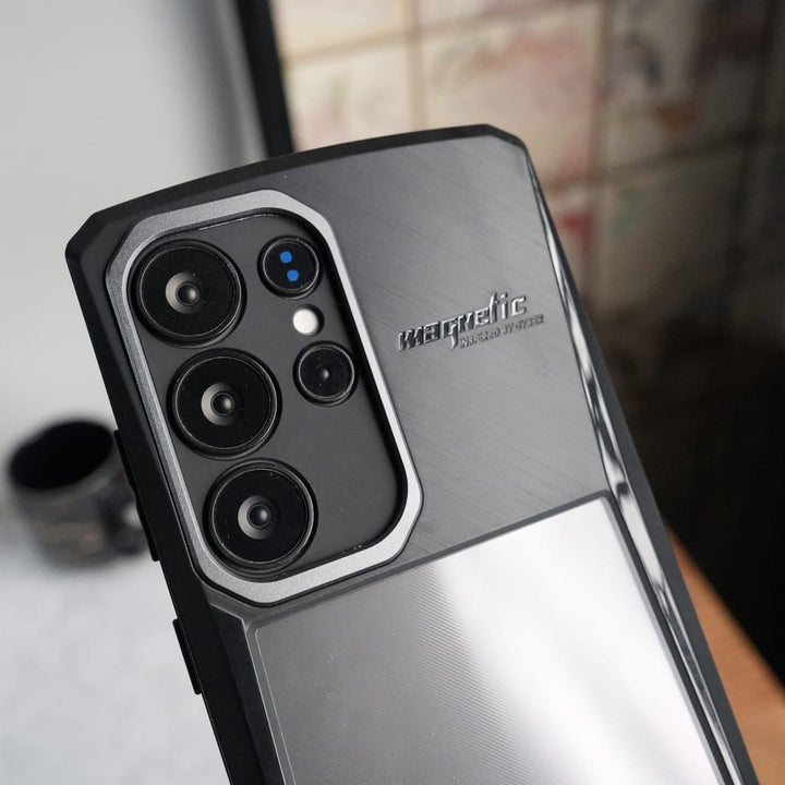 FRATO Samsung S25U Galaxy S Series Airbag Shockproof Cyber Series Bumper Shell Case Cover (Black)