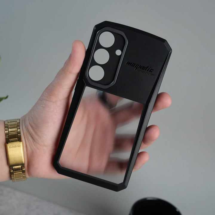 FRATO Samsung S25U Galaxy S Series Airbag Shockproof Cyber Series Bumper Shell Case Cover (Black)