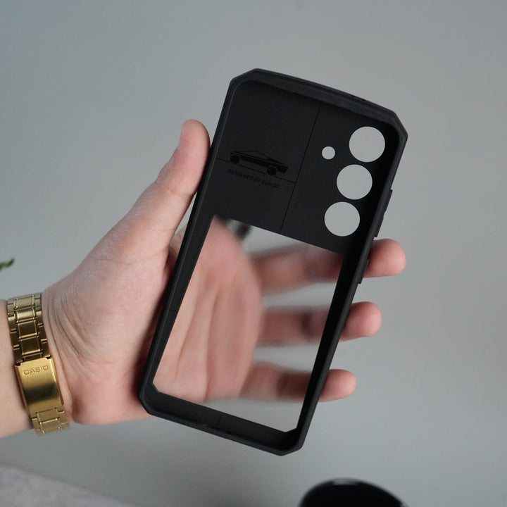 FRATO Samsung S25U Galaxy S Series Airbag Shockproof Cyber Series Bumper Shell Case Cover (Black)