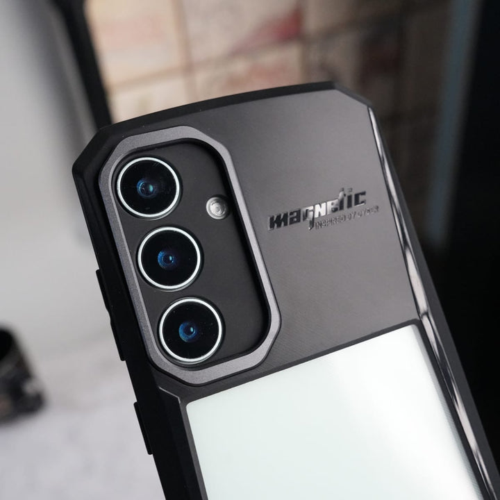 FRATO Samsung S25U Galaxy S Series Airbag Shockproof Cyber Series Bumper Shell Case Cover (Black)