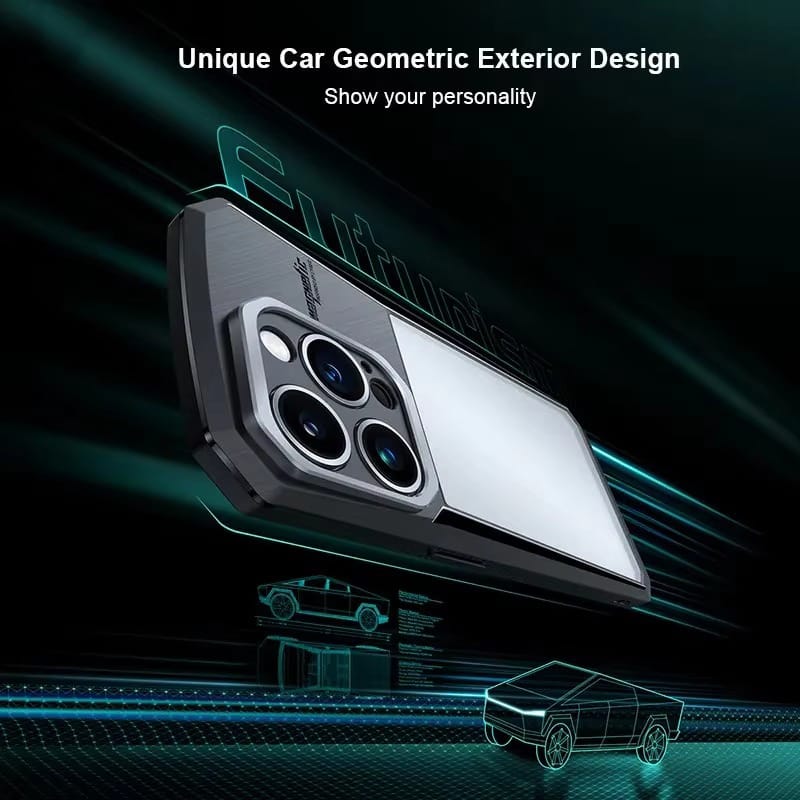 FRATO Samsung S25U Galaxy S Series Airbag Shockproof Cyber Series Bumper Shell Case Cover (Black)