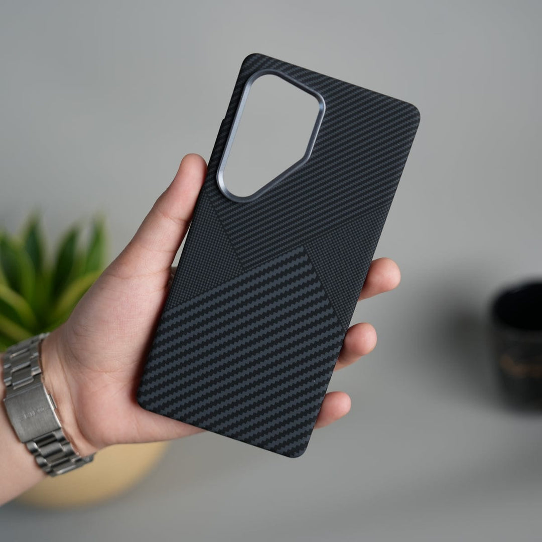 FRATO Samsung S25U Galaxy S25 Ultra Carbon Fiber Texture Aramid Design Hard Pc MagSafe Cover | BlackMix Design