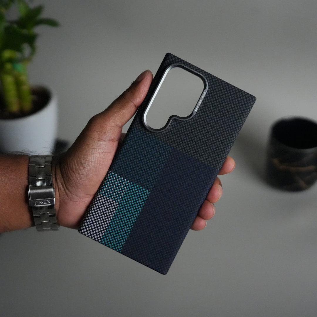 FRATO Samsung S25U Galaxy S25 Ultra Carbon Fiber Texture Design Hard Pc MagSafe Case Cover CornerGreen