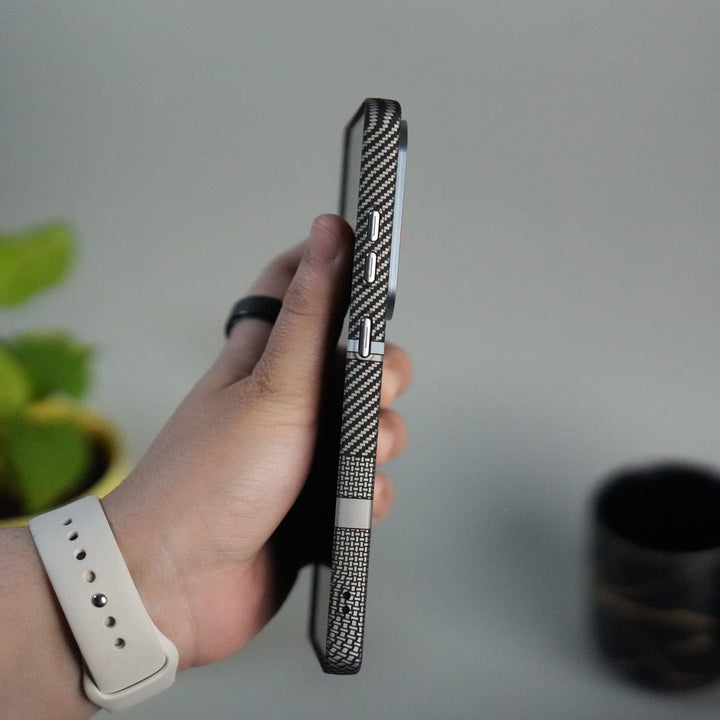 FRATO Samsung S25U Galaxy S25 Ultra Carbon Fiber Texture Design Hard Pc MagSafe Case Cover MixLine Silver