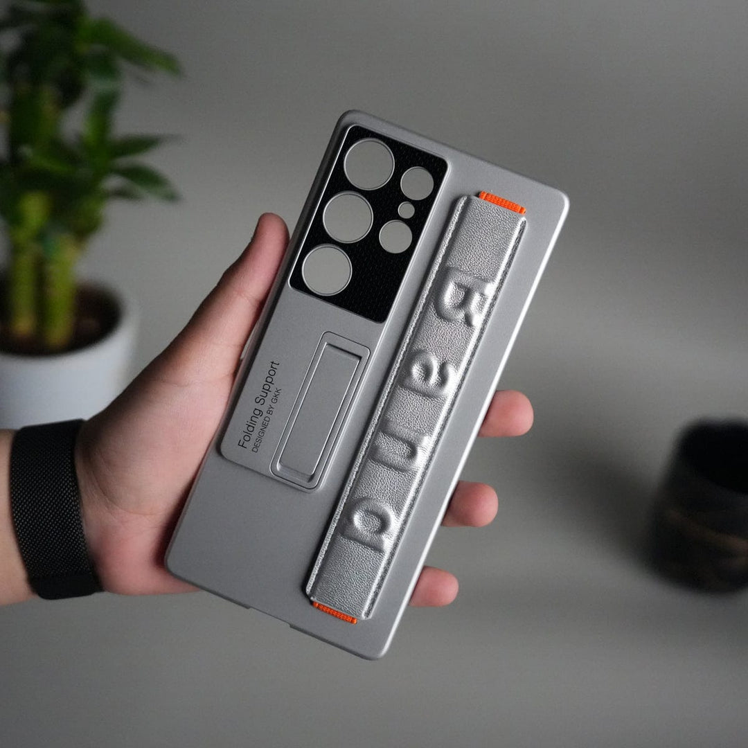 FRATO Samsung S25U Galaxy S25 Ultra Case with Band Holder & Kickstand | Shockproof Luxury Back Cover | SILVER