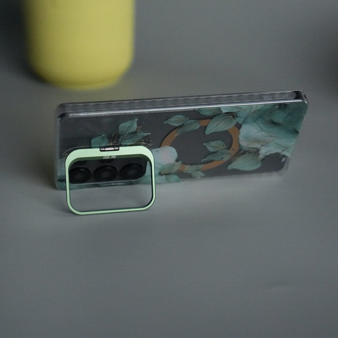 FRATO Samsung S25U Galaxy S25 Ultra FloraCrystal Clear Floral Design Case with Color Metal Camera Stand Frame