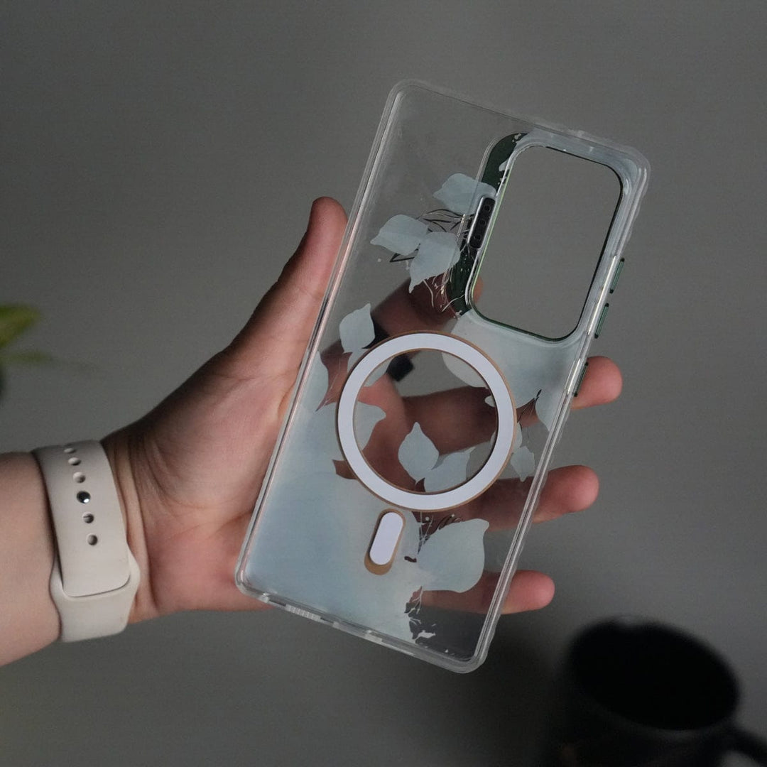 FRATO Samsung S25U Galaxy S25 Ultra FloraCrystal Clear Floral Design Case with Color Metal Camera Stand Frame