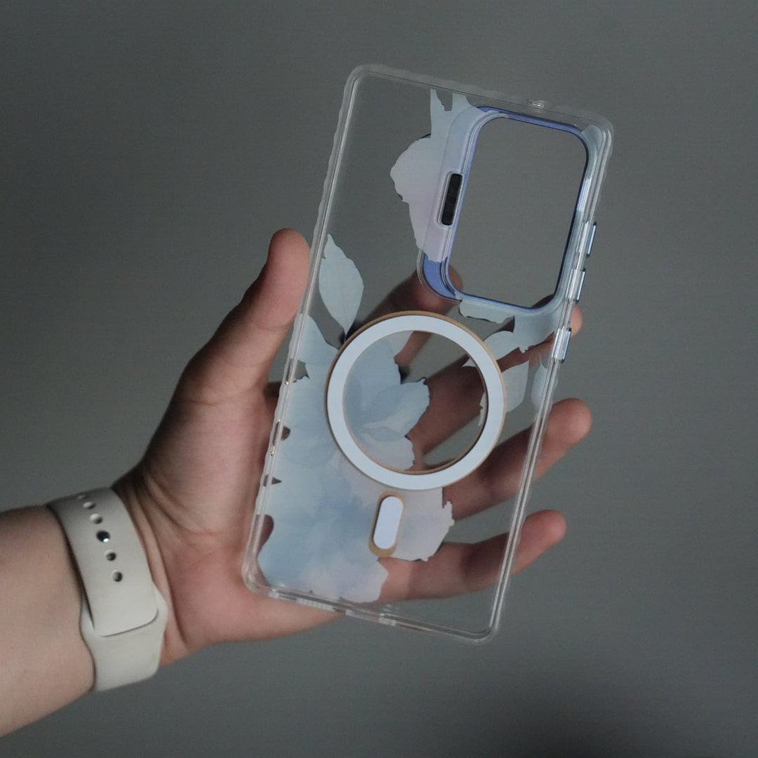 FRATO Samsung S25U Galaxy S25 Ultra FloraCrystal Clear Floral Design Case with Color Metal Camera Stand Frame