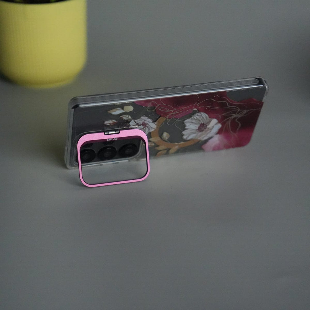 FRATO Samsung S25U Galaxy S25 Ultra FloraCrystal Clear Floral Design Case with Color Metal Camera Stand Frame