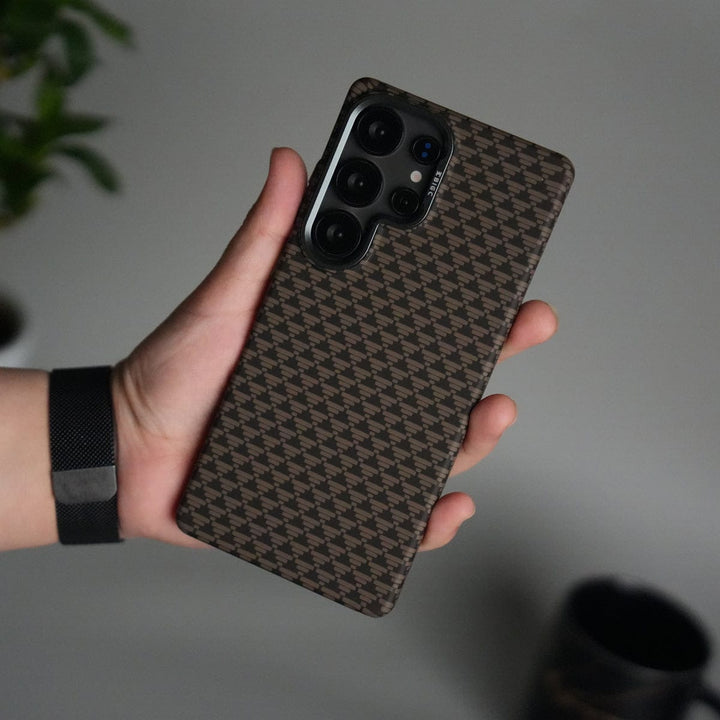 FRATO Samsung S25U Galaxy S25 Ultra Houndstooth Pattern Case | Slim Hard Back Cover | Matte Finish Protective Case with MagSafe