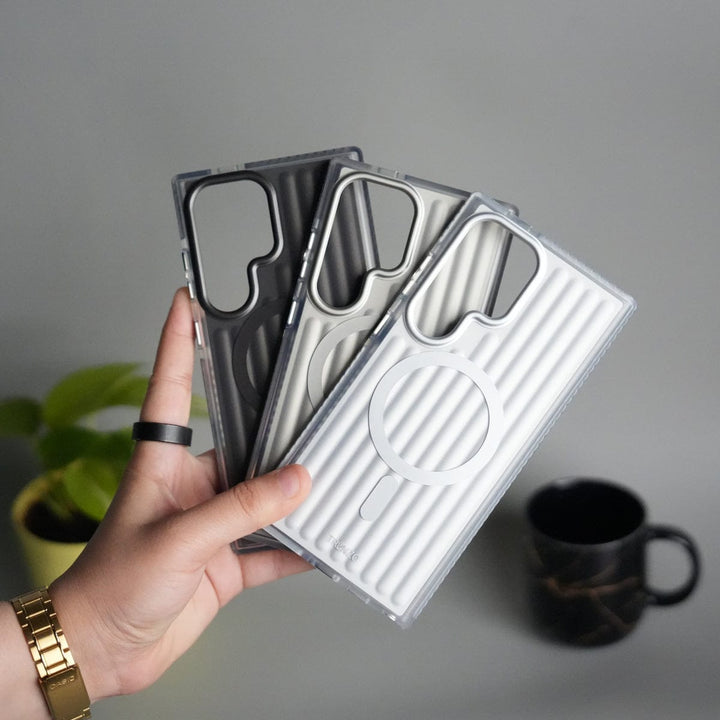 FRATO Samsung S25U Galaxy S25 Ultra MagSafe Suitcase Design Cover | Shockproof Ribbed Back Cover