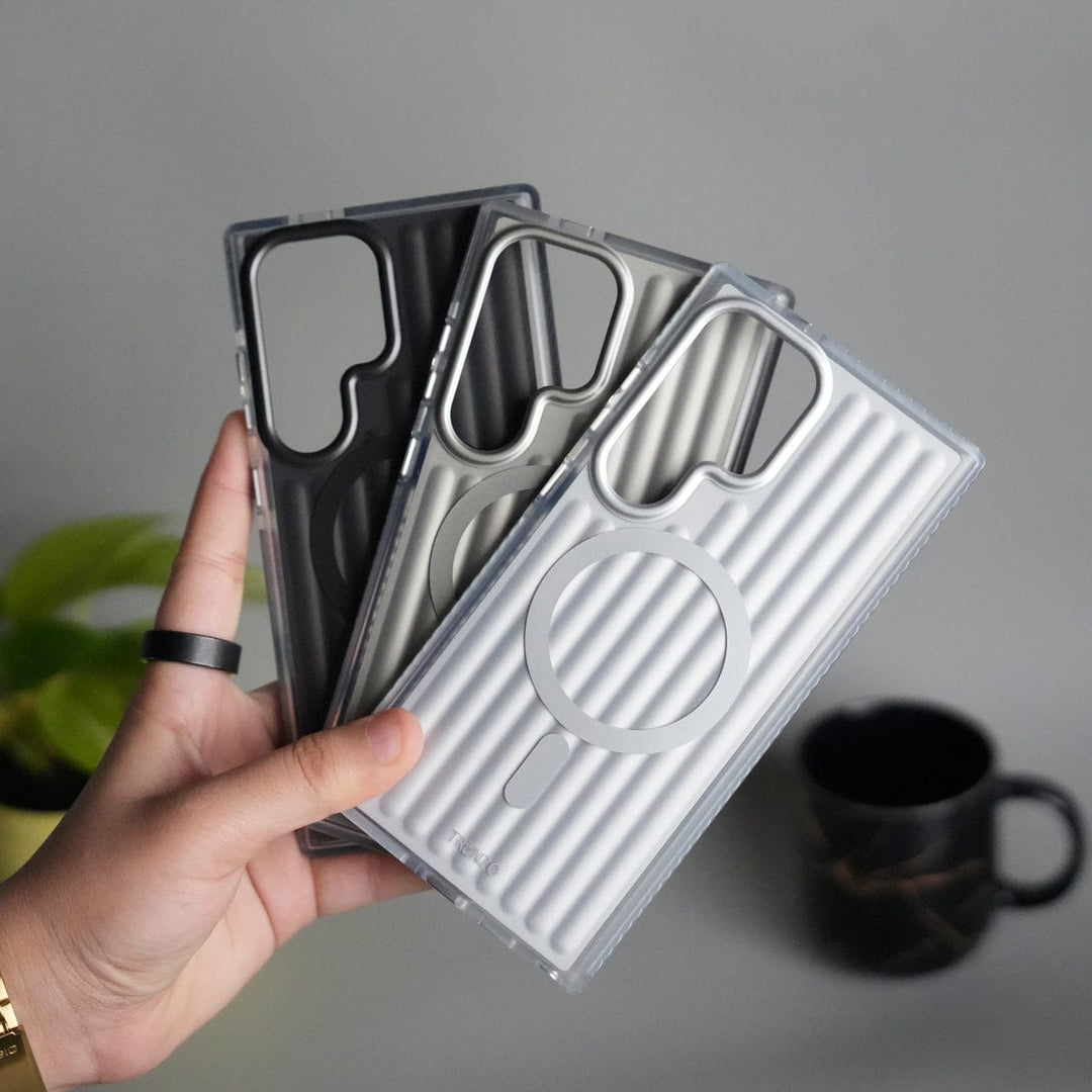 FRATO Samsung S25U Galaxy S25 Ultra MagSafe Suitcase Design Cover | Shockproof Ribbed Back Cover