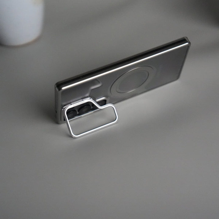 FRATO Samsung S25U Galaxy S25 Ultra Metal Camera Kickstand Case | Clear Shockproof Cover with Magnetic Ring