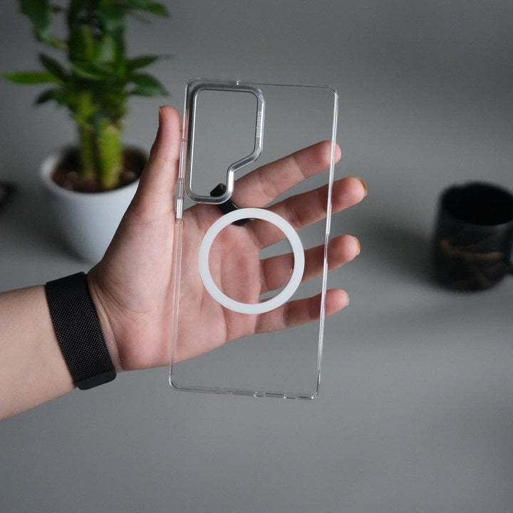 FRATO Samsung S25U Galaxy S25 Ultra Metal Camera Ring Crystal Clear Shell Case | Shockproof Slim Cover