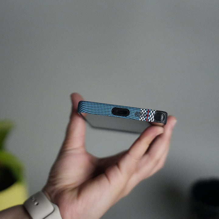FRATO Samsung S25U Galaxy S25 Ultra Series Carbon Fiber Texture Aramid Design Hard Pc MagSafe Cover | BlueWhiteLine
