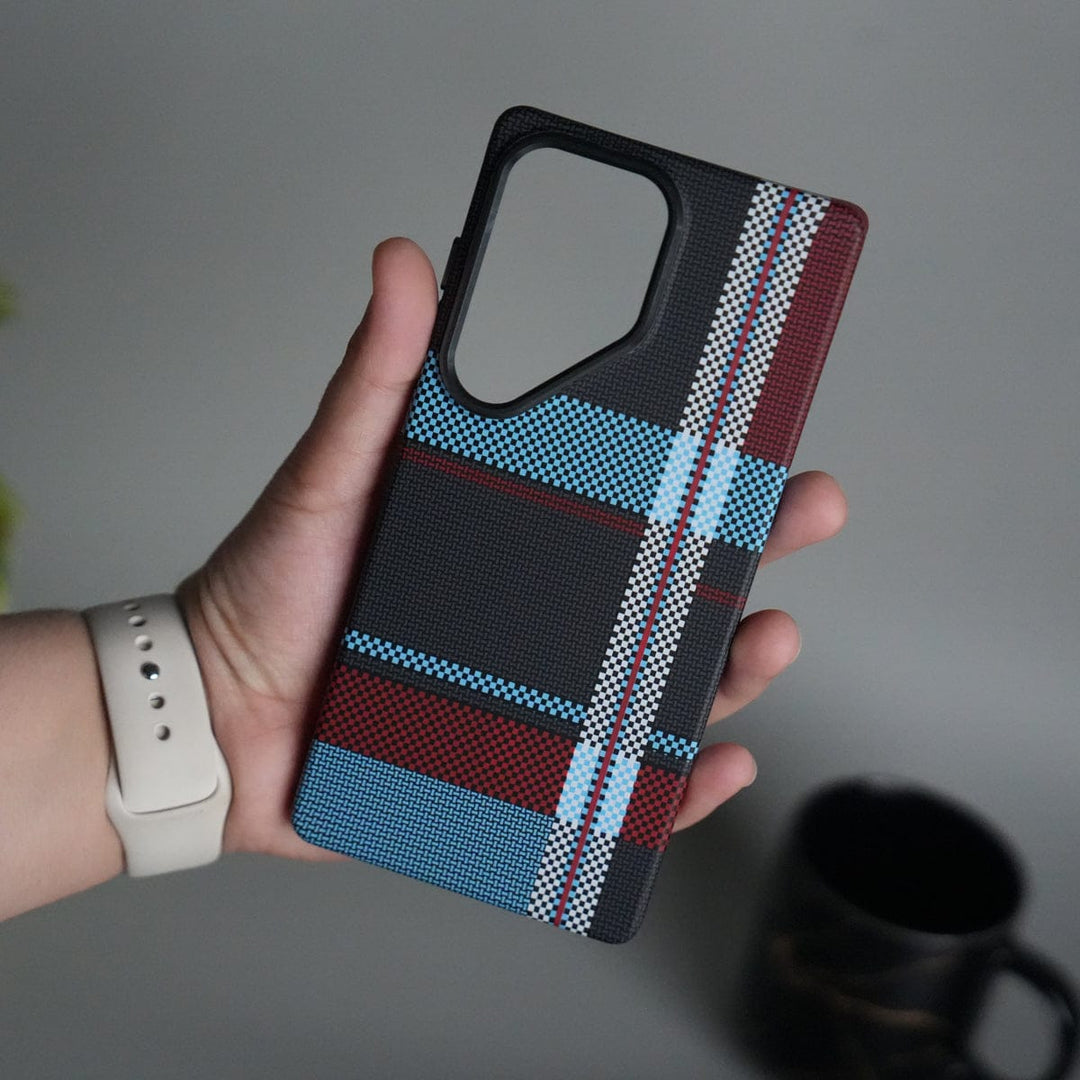 FRATO Samsung S25U Galaxy S25 Ultra Series Carbon Fiber Texture Aramid Design Hard Pc MagSafe Cover | BlueWhiteLine