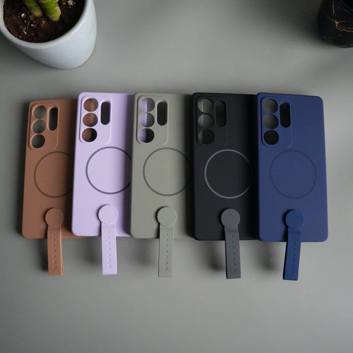 FRATO Samsung S25U Galaxy S25 Ultra Silicone Case | Magnetic Ring | Silicone Grip Strap Cover
