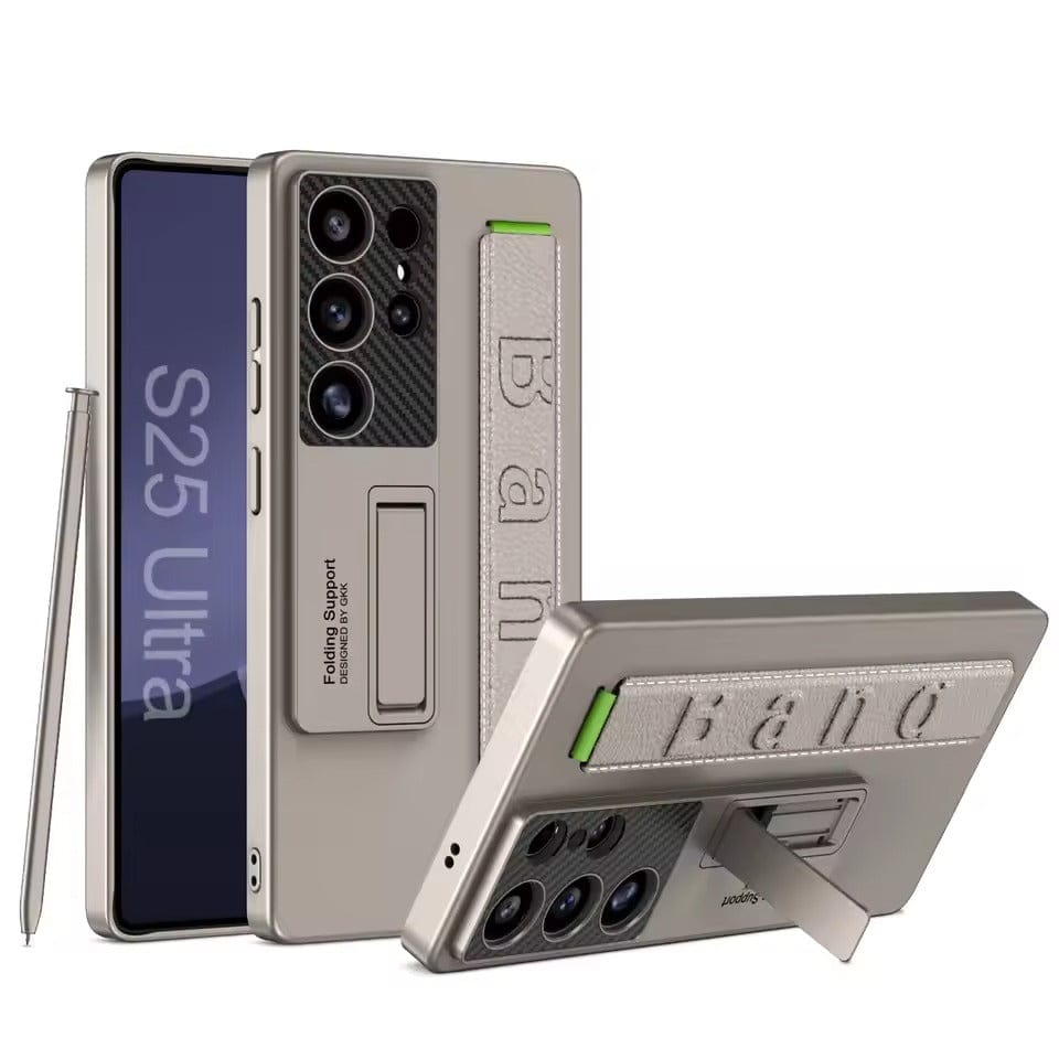 FRATO Samsung S25U Golden Samsung Galaxy S25 Ultra Shockproof Matte Finish With Wristband Case Cover