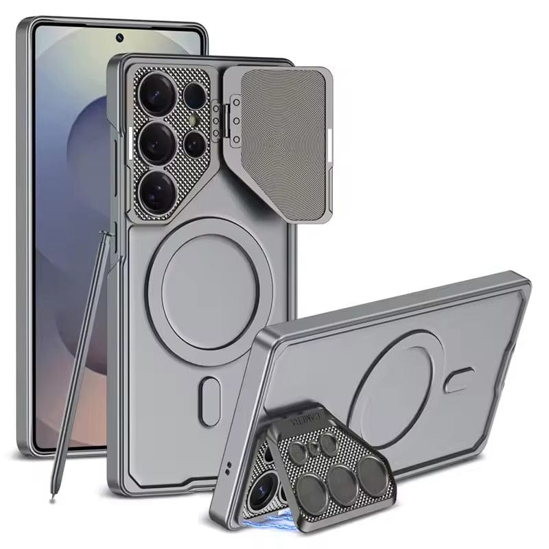 FRATO Samsung S25U Gray Samsung Galaxy S25 Ultra Lens Protection Fully Metal Bracket Hard Shell Case