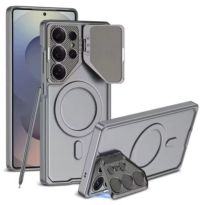 FRATO Samsung S25U Gray Samsung Galaxy S25 Ultra Lens Protection Fully Metal Bracket Hard Shell Case