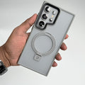 Samsung Galaxy S25 Ultra Smoke Frosted Case With Metal Stand
