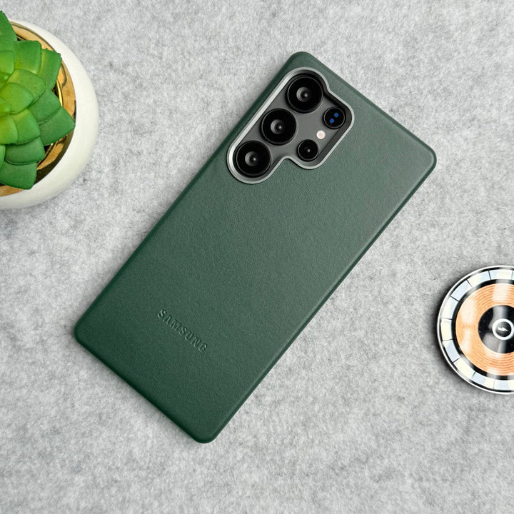 FRATO Samsung S25U Green Samsung Galaxy S25 Ultra Premium PU Leather MagSafe Case With Aluminium Camera Bump