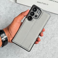 Samsung Galaxy S25 Ultra PU Leather Middle Stitch Side Chrome Case Cover