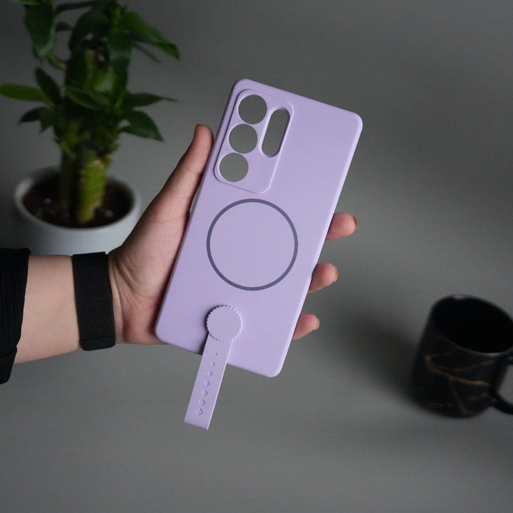 FRATO Samsung S25U Lavender Galaxy S25 Ultra Silicone Case | Magnetic Ring | Silicone Grip Strap Cover