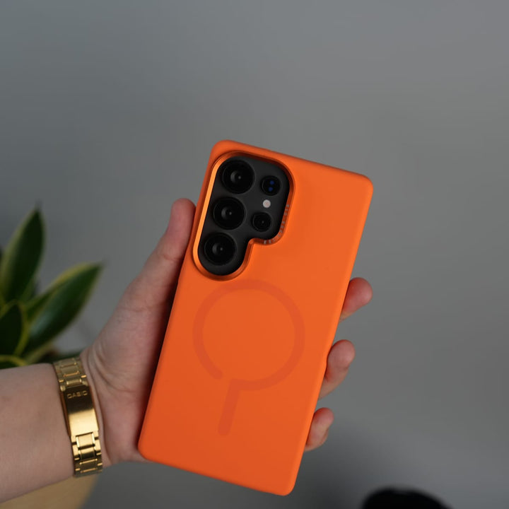 FRATO Samsung S25U Orange Galaxy S25 Ultra Silk Silicone MagSafe Case | Soft Touch | Slim &amp; Shockproof Cover