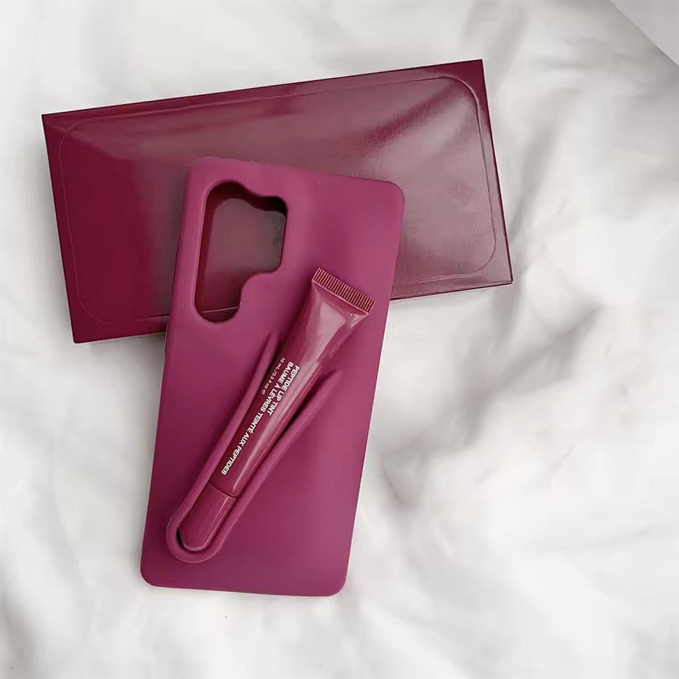 FRATO Samsung S25U Raspberry Samsung Galaxy S25 Ultra Luxury Silicone Lip Gloss Holder Phone Case