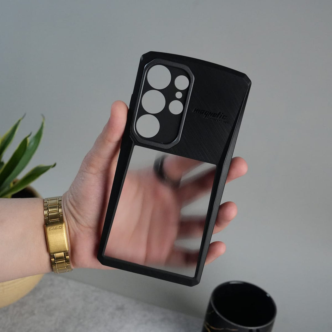 FRATO Samsung S25U S23 Ultra Galaxy S Series Airbag Shockproof Cyber Series Bumper Shell Case Cover (Black)