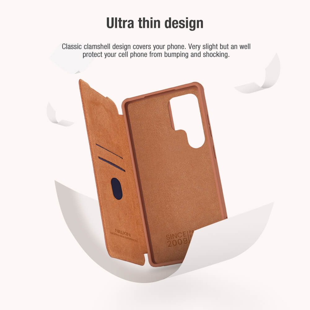 FRATO Samsung S25U Samsung Galaxy S25 Ultra Camera Protection Nillkin Qin Prop Leather Flip Cover Black