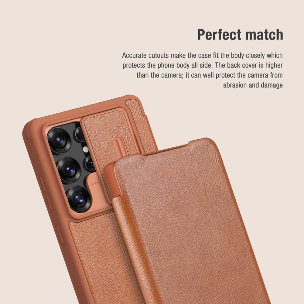 FRATO Samsung S25U Samsung Galaxy S25 Ultra Camera Protection Nillkin Qin Prop Leather Flip Cover Black
