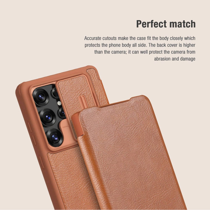 FRATO Samsung S25U Samsung Galaxy S25 Ultra Camera Protection Nillkin Qin Prop Leather Flip Cover Black