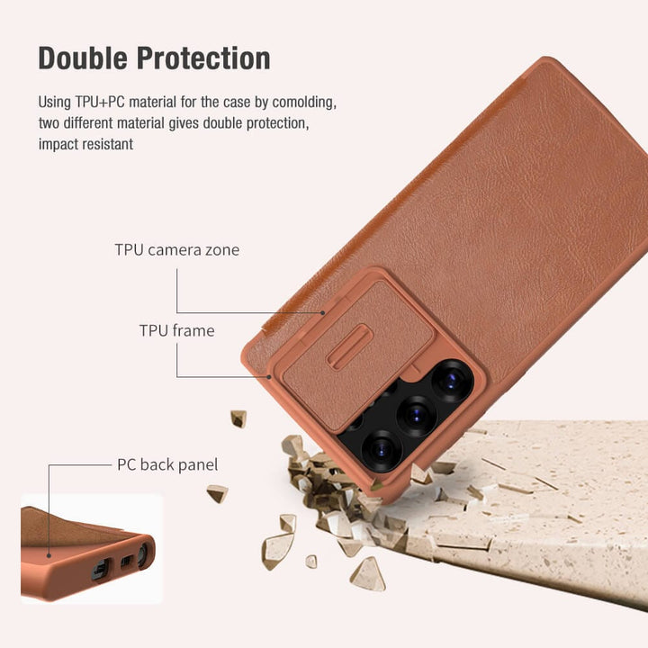 FRATO Samsung S25U Samsung Galaxy S25 Ultra Camera Protection Nillkin Qin Prop Leather Flip Cover Black